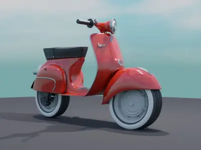 Red Vespa 150 Cartoon  3D model