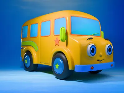 Cute Baby Bus And Fire Truck 3D Model Pack 3D model