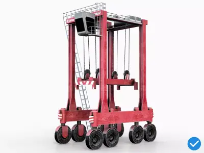 Port Mobile Crane - Straddle Carrier Gameready PBR Low-poly 3D model