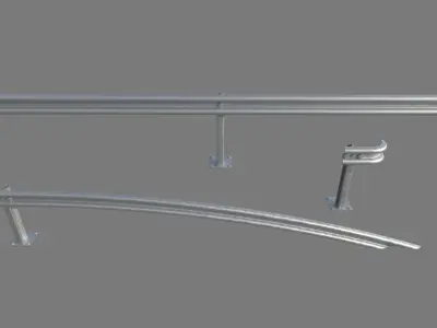 Highway road fence Low-poly 3D model