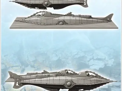 Nautilus ship set Twenty Thousand Leagues Under the Seas Jules V 3D print model