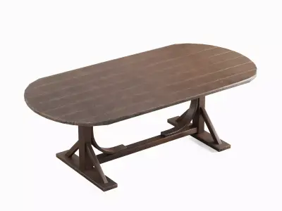 Medieval Wooden Tavern Table 01 Low-poly 3D model