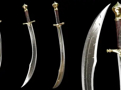 PBR Arabic Sword Pack Low-poly 3D model