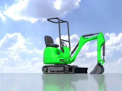 Mini-Digger Green Low-poly 3D model