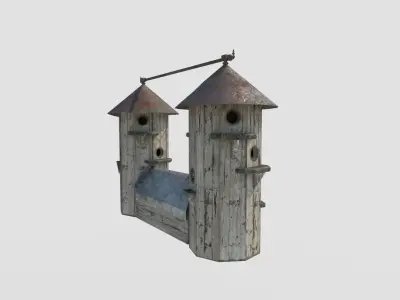 Old Wooden Bird  Houses 3D model