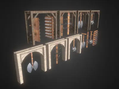 Dungeon traps Kit Low-poly 3D model