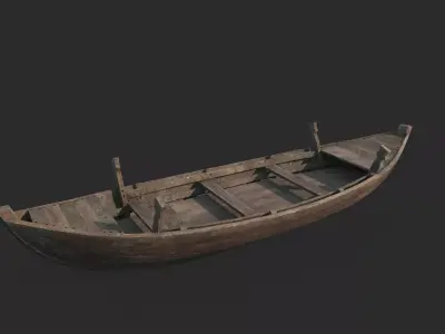 Ancient small wooden boats for water transportation 3D model