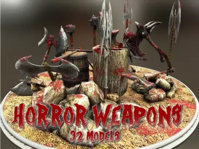 Horror Weapons Low-poly 3D model