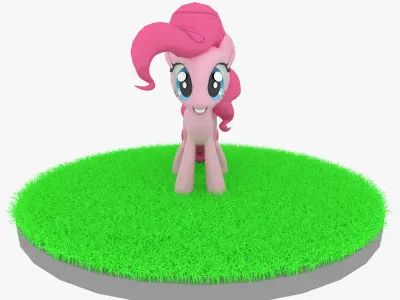 Cartoon Pink Pony Rigged Low-poly 3D model