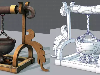 Charcoal Pot V01 Low-poly 3D model