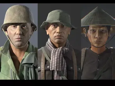VietnamWar soldier bundles Low-poly 3D model