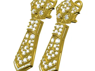 Antique Art Deco Diamond Earring 3D print model purchase