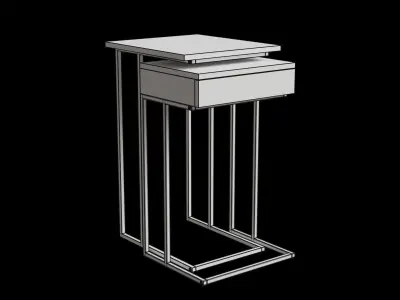 Oak Effect Nest Of Storage Tables Low-poly 3D model