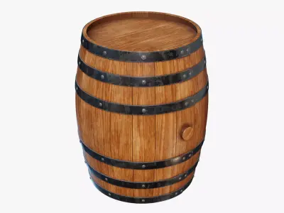Wooden Barrel 02 3D model