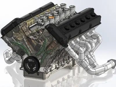 Engine V12-Aston Martin DB7 Low-poly 3D model
