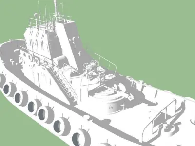 Remolcador de puerto Low-poly 3D model