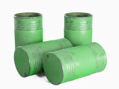 Old Steel Barrel 03 Low-poly 3D model
