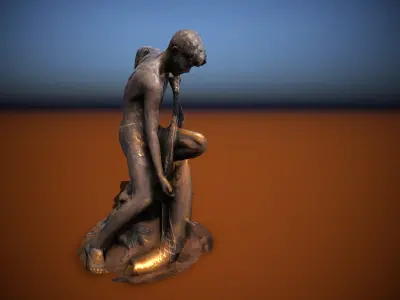 Sculpture Fisher fontaine Low-poly 3D model Low-poly 3D model