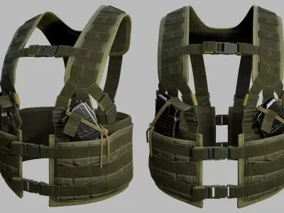 Tactical Vest Low-poly 3D model 2
