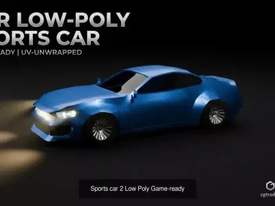 5 Low Poly Cars realistic 3D Model Pack