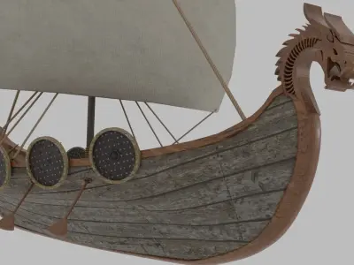 viking ship game ready Low-poly 3D model