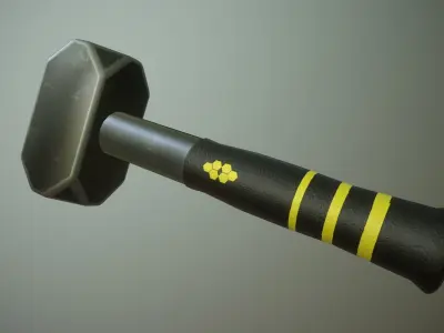 Hammer with stripes Free low-poly 3D model