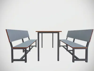 Table Bench Low-poly 3D model