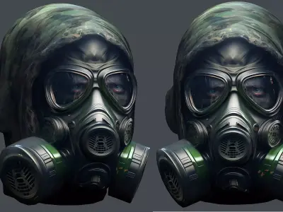 Gas mask helmet 3d model military combat Low-poly Low-poly 3D model order