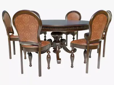 Classic Table with Chairs 3D model