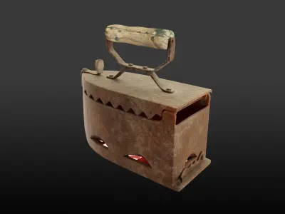 Old rusty iron with charcoal  3D model