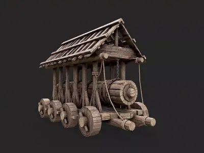 Medieval Siege Wooden Battering Ram 2 Low-poly 3D model