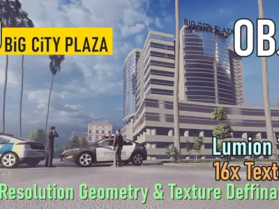 Big City Plaza Low-poly 3D model