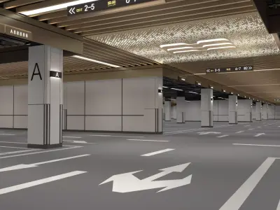 Modern Luxury Car Park - Garage Low-poly 3D model