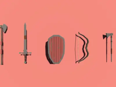 Huge Lowpoly Medieval Weapon Pack Low-poly 3D model