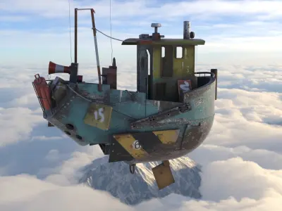 Fly boat Low-poly 3D model