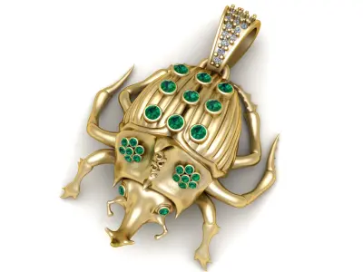 SCRAB BROOCH INSECT PENDANT 3D PRINTABLE MODEL 3D print model