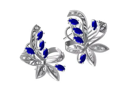 Antique Floral Leaf Earring 3D print model