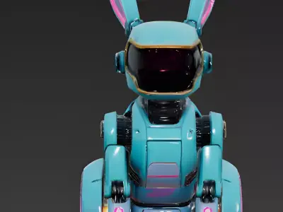 Realistic Cyberpunk Future Easter Bunny 3D Model Low-poly 3D model