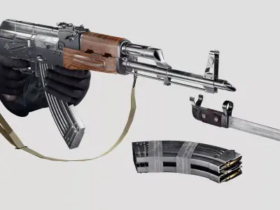 Ak-47 with Extension Models Low-poly 3D model