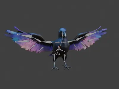 Fantasy Raven with Rig Free low-poly 3D model
