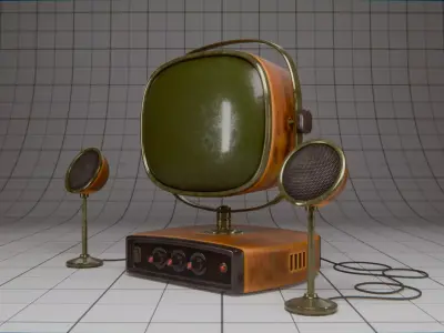 Vintage-looking stylized TV set High-Poly 3D model