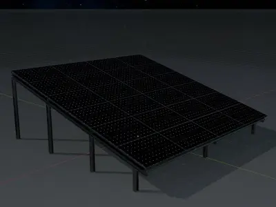 Solar module version 4 width 7000mm tilt angle 15 degrees Low-poly 3D model