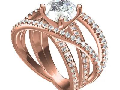 Antique Twisted Split Shank Diamond Engagement Ring 3D print model