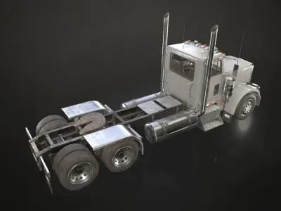 Semi Truck Day Cab Low-poly 3D model