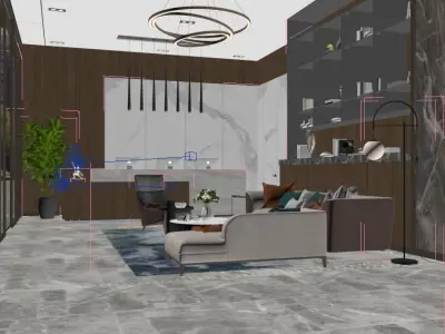Modern Luxury Hotel Lobby Design 3D model