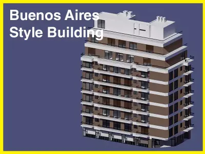 Buenos Aires Style Building 8 Free 3D model