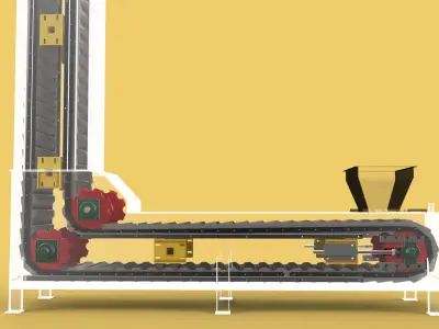 ELEVATOR Z BUCKET CHAIN CONVEYOR LIFT VERTICAL 3D model