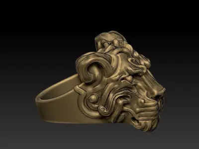 LIONESS RING FEMALE LION 3D print model