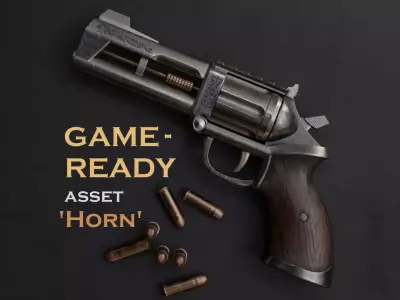 Horn Game Ready Revolver Low-poly 3D model