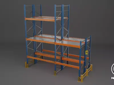 Pallet Racking System Low-poly 3D model